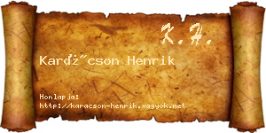 Karácson Henrik névjegykártya